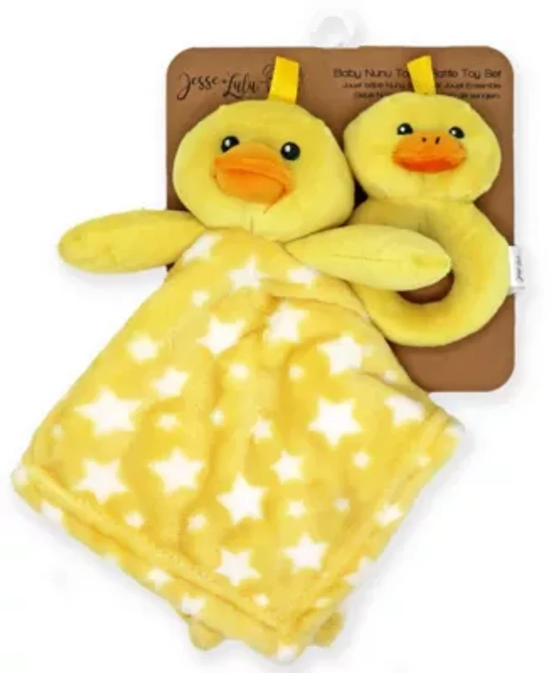 Baby Boys and Girls Ridged Plush Blanket with Nunu Rattle