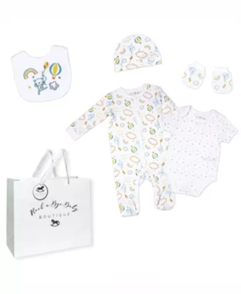 Baby Boys and Girls Rainbows Balloons Layette, 5 Piece Set