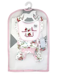 Baby Girls Rose Needlepoint Layette, 5 Piece Set