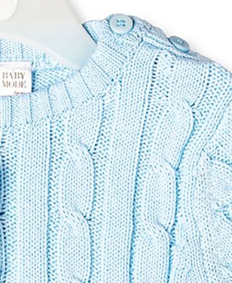 Baby Boys Long Sleeved Cable Knit Romper