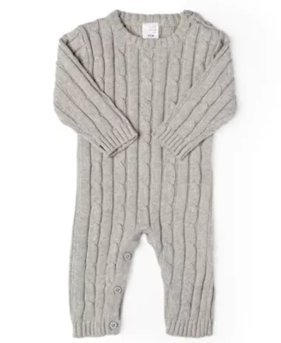 Baby Boys and Girls Long Sleeved Cable Knit Romper