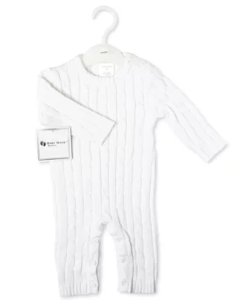 Baby Boys and Girls Long Sleeved Cable Knit Romper