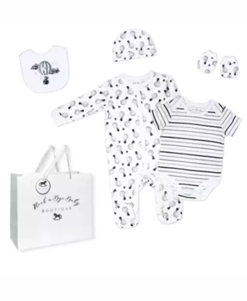 Baby Boys and Girls Hot Air Balloons Layette, 5 Piece Set