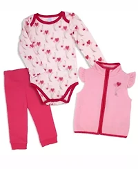 Baby Girls 3 Piece Hearts Vest Set