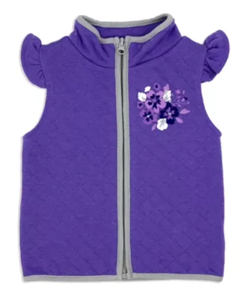 Baby Girls 3 Piece Purple Floral Vest Set