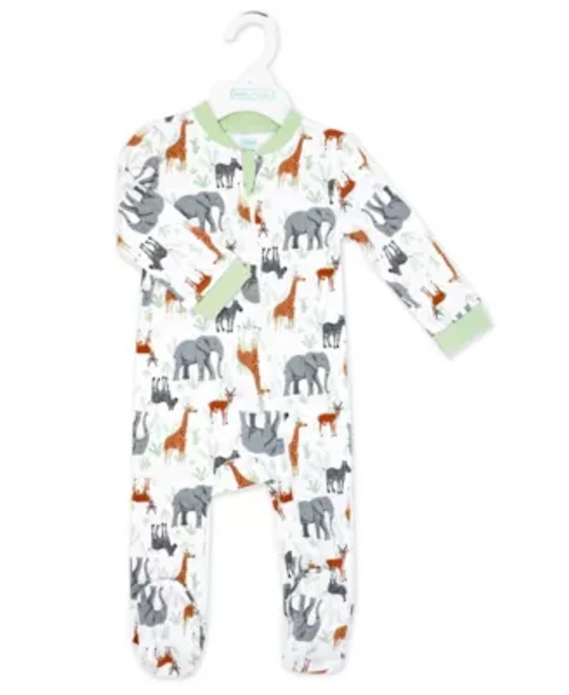 Baby Boys and Girls 2 Pack Zippered Footies, Dino & Safari