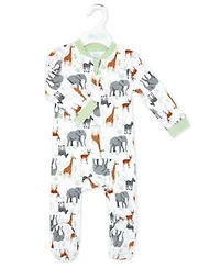 Baby Boys and Girls 2 Pack Zippered Footies, Dino & Safari
