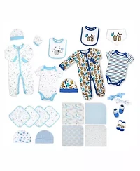 24 Piece Baby Boys Blue Elephants and Woodland Moose Infant Apparel Layette Gift Set