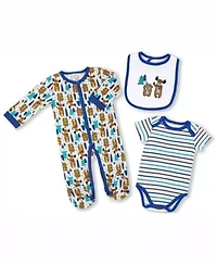 24 Piece Baby Boys Blue Elephants and Woodland Moose Infant Apparel Layette Gift Set