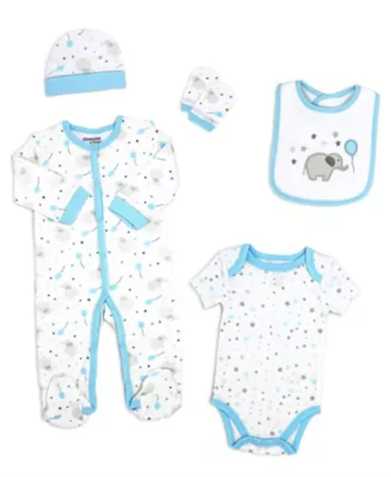 24 Piece Baby Boys Blue Elephants and Woodland Moose Infant Apparel Layette Gift Set