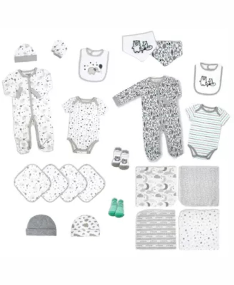 22 Piece Baby's Gray Elephants and Woodland Infant Apparel Layette Gift Set