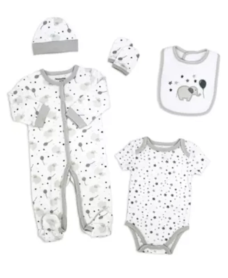 22 Piece Baby's Gray Elephants and Woodland Infant Apparel Layette Gift Set