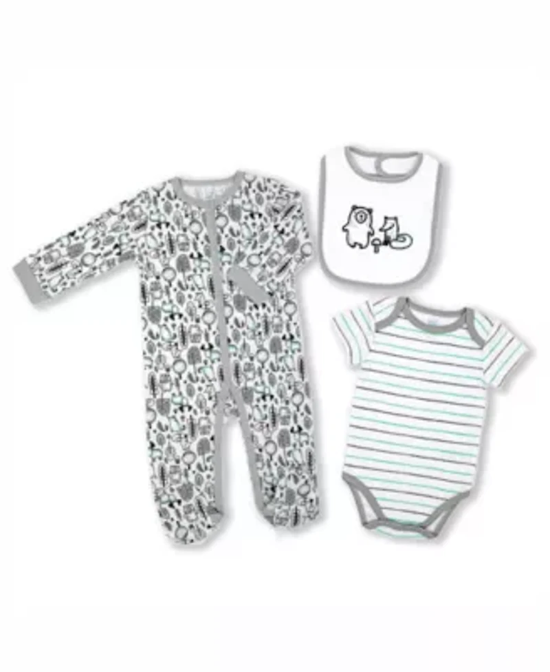 22 Piece Baby's Gray Elephants and Woodland Infant Apparel Layette Gift Set