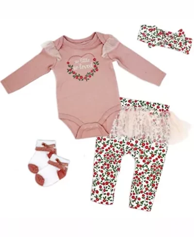 Girls So Little, Loved 4 Piece Tulle Leggings Apparel Set