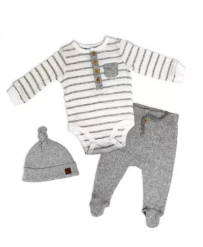 Baby Boys Take Me Home 3 Piece Layette Set, Heather Stripes