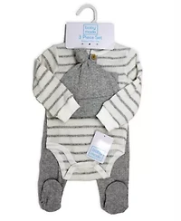 Baby Boys Take Me Home 3 Piece Layette Set, Heather Stripes