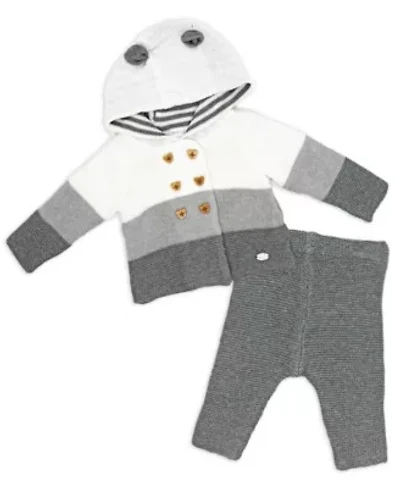 Baby Boys and Girls 2 Piece Variegated Gray Jacket Trouser Knitted Set