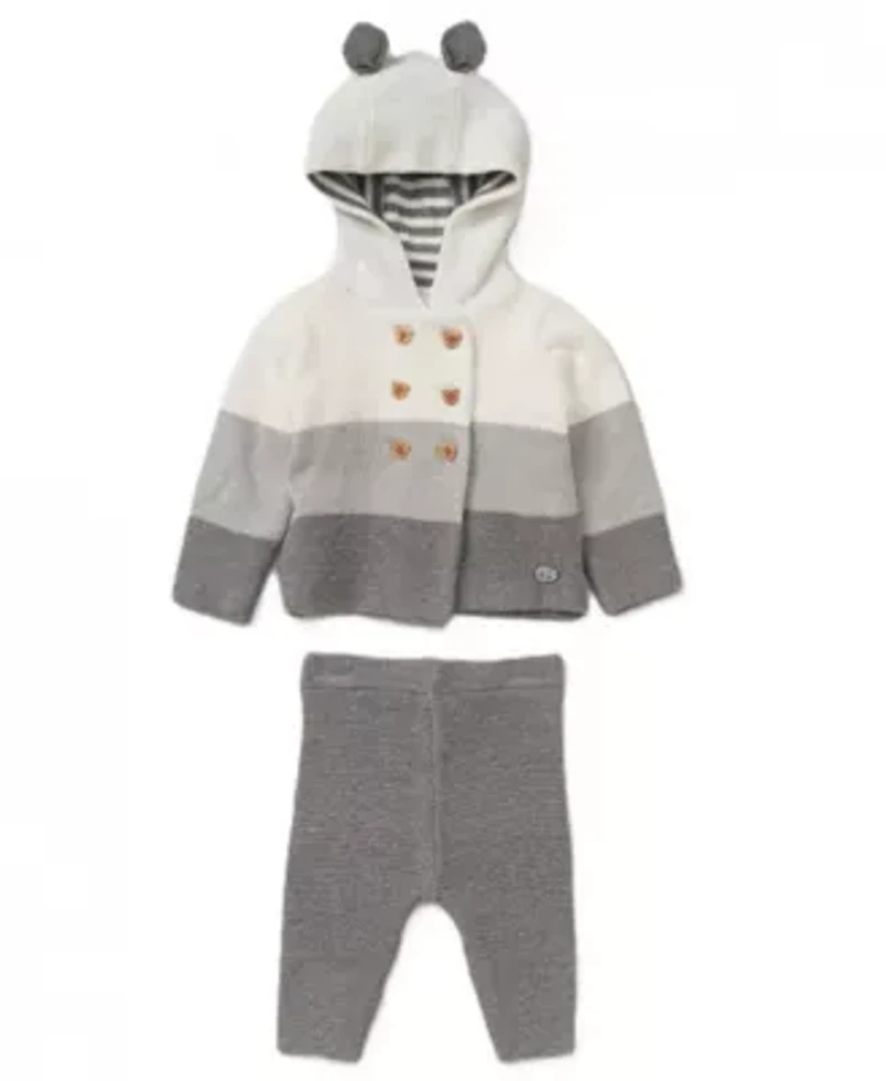 Baby Boys and Girls 2 Piece Variegated Gray Jacket Trouser Knitted Set