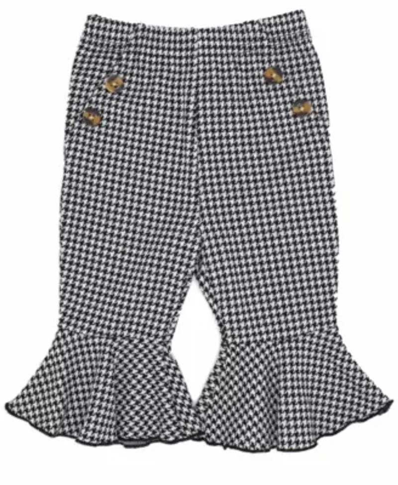 Baby Girls 3 Piece Pink Houndstooth Ponte Bell Pant Set