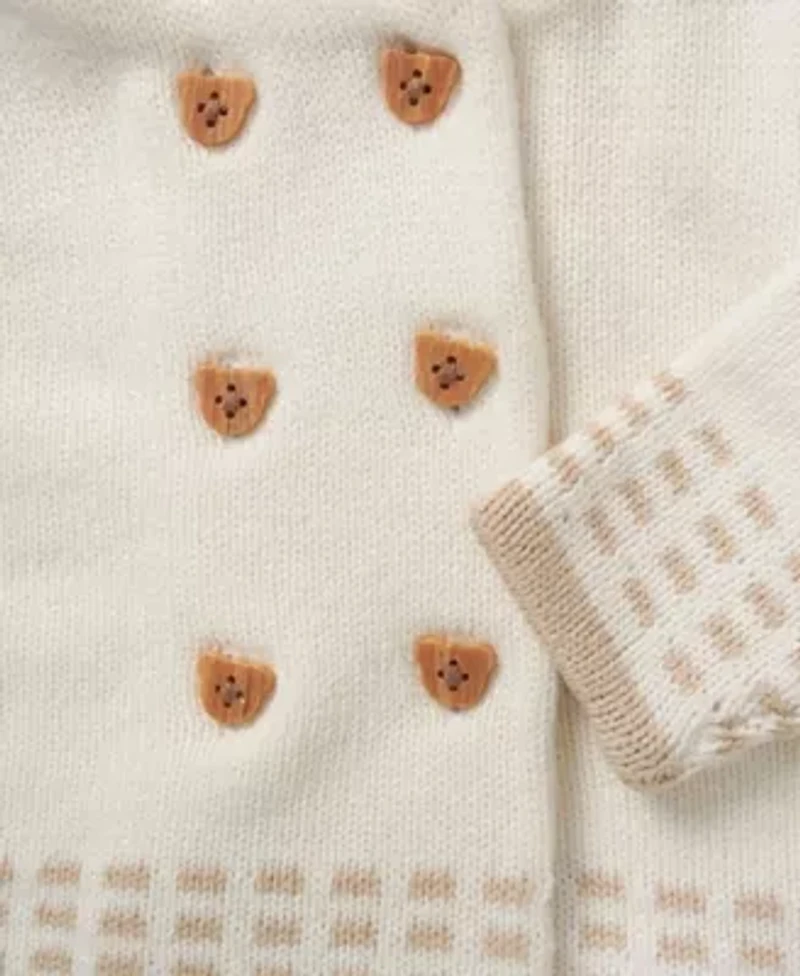 Baby Boys and Girls 2 Piece Oatmeal Jacket Trouser Knitted Set