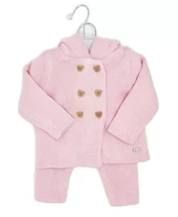 Baby Girls 2 Piece Pink Jacket and Trouser Knitted Set