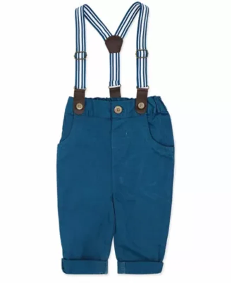 Baby Boys 4 Piece Suspender and Navy Bowtie Clothing Set