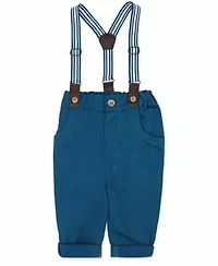 Baby Boys 4 Piece Suspender and Navy Bowtie Clothing Set
