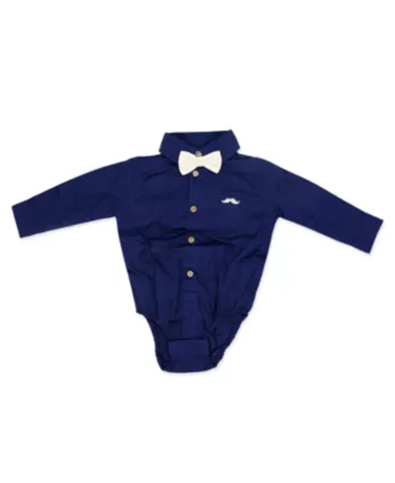 Baby Boys 4 Piece Suspender and Khaki Bowtie Clothing Set