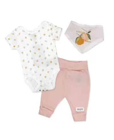Baby Girls Organic Cotton  3 Piece Peaches Layette Set
