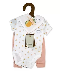 Baby Girls Organic Cotton  3 Piece Peaches Layette Set