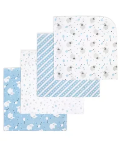 Baby Boys and Girls Elephants Balloons 4 Piece Receiving Blankets