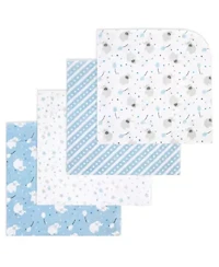 Baby Boys and Girls Elephants Balloons 4 Piece Receiving Blankets
