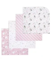 Baby Boys and Girls Elephants Balloons 4 Piece Receiving Blankets