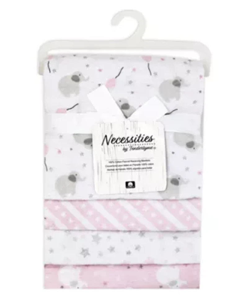 Baby Boys and Girls Elephants Balloons 4 Piece Receiving Blankets