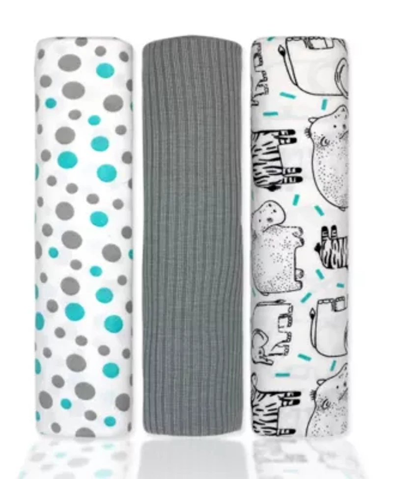 Baby Boys and Girls 3 Piece Knit Swaddle Blankets
