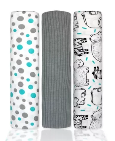 Baby Boys and Girls 3 Piece Knit Swaddle Blankets