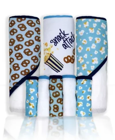 Baby Boys and Girls 8 Piece Hooded Bath Towel Wash Cloth Set