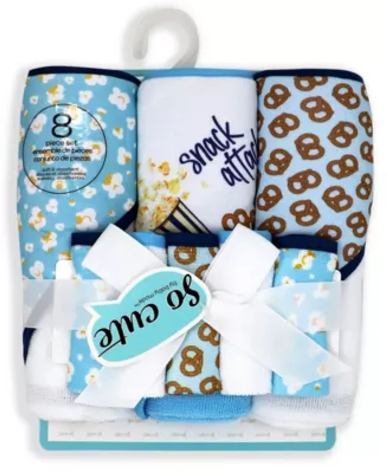 Baby Boys and Girls 8 Piece Hooded Bath Towel Wash Cloth Set