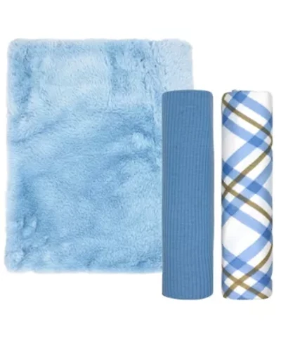 Baby Boys and Girls Faux Fur 3 Piece Blanket Gift Set