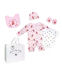 Baby Girls Princess Bear 5 Piece Layette Gift Set