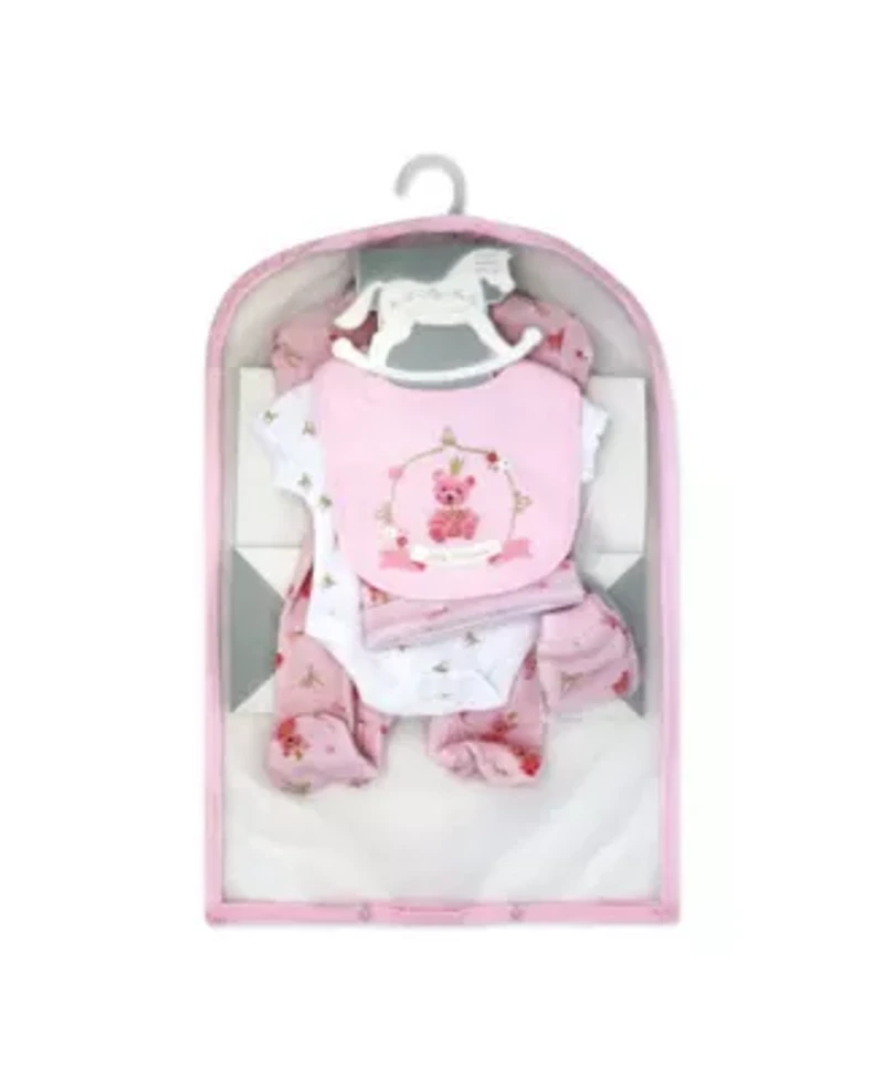Baby Girls Princess Bear 5 Piece Layette Gift Set