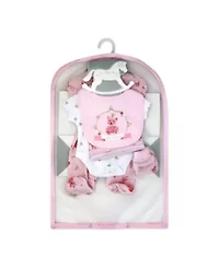 Baby Girls Princess Bear 5 Piece Layette Gift Set
