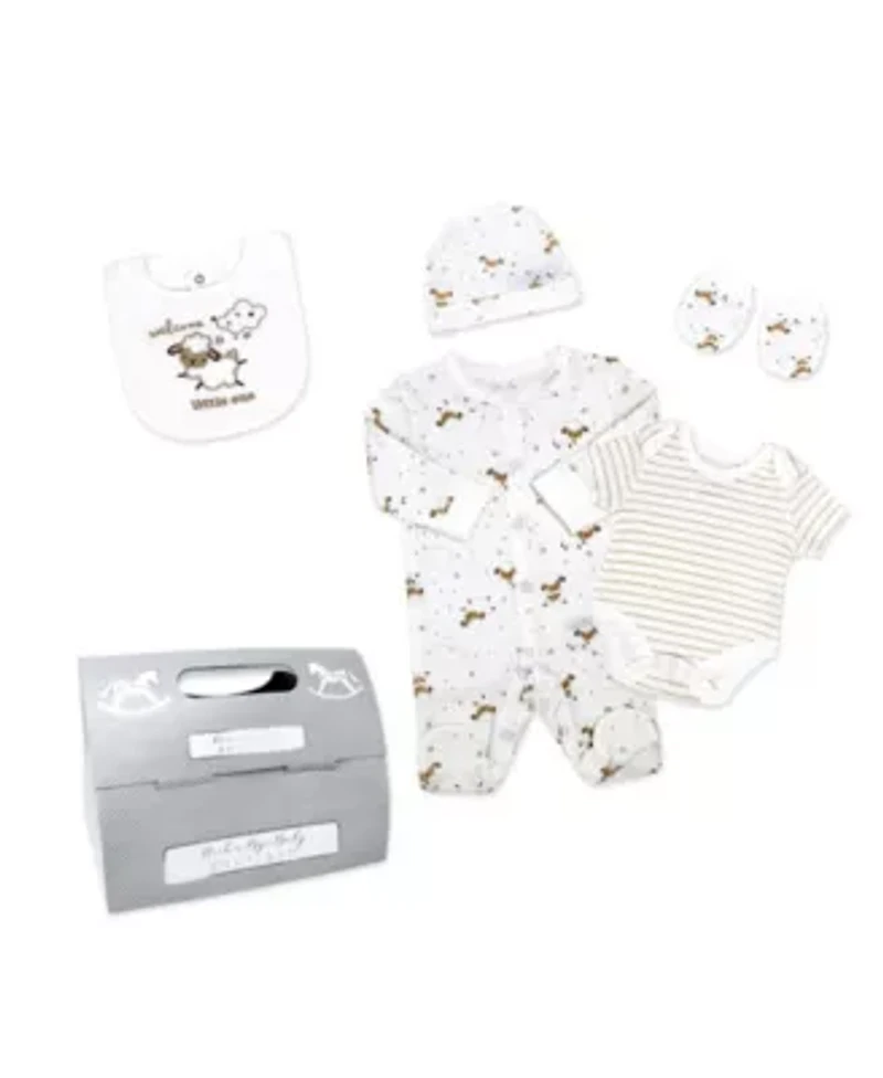 Baby Boys and Girls Lamb 5 Piece Layette Gift Set