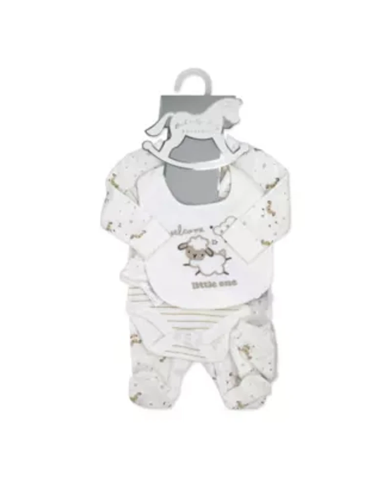 Baby Boys and Girls Lamb 5 Piece Layette Gift Set