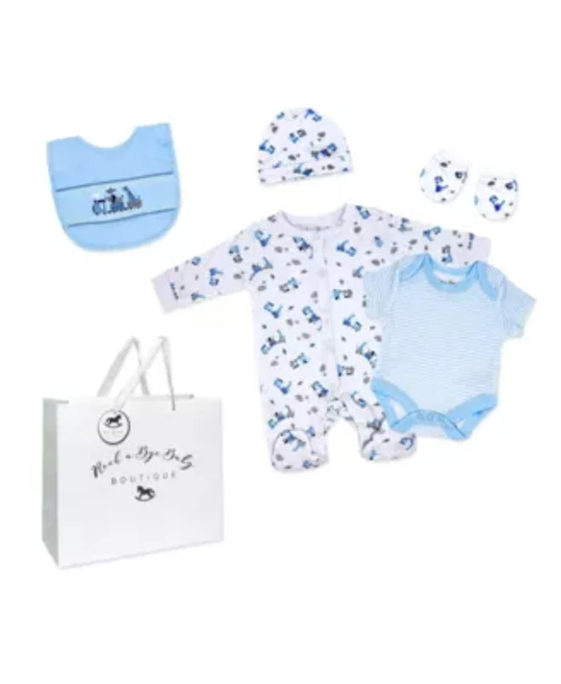 Baby Boys Train 5 Piece Layette Gift Set