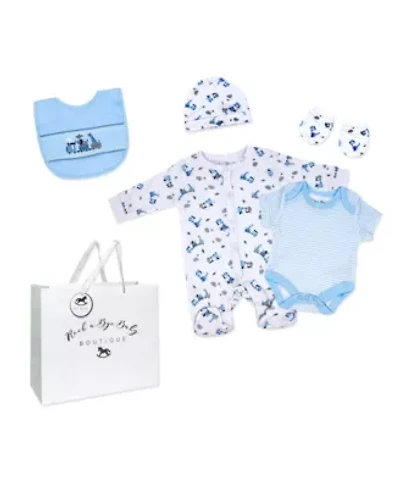Baby Boys Train 5 Piece Layette Gift Set