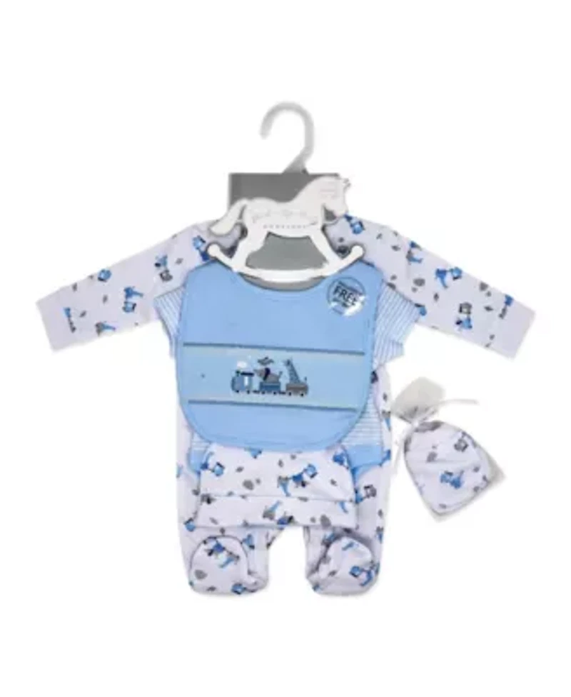 Baby Boys Train 5 Piece Layette Gift Set