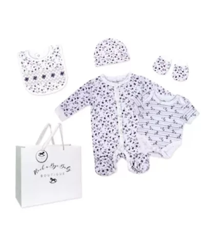 Baby Girls Purple Flower 5 Piece Layette Gift Set