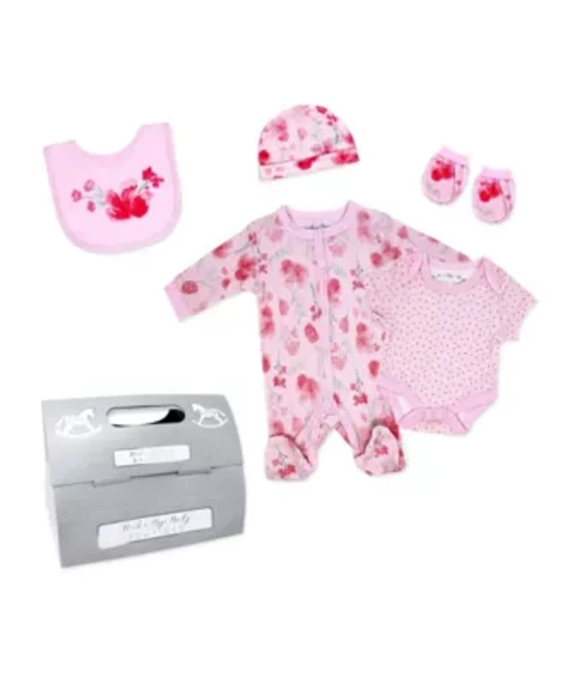 Baby Girls Watercolor 5 Piece Layette Gift Set