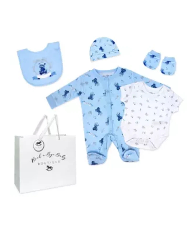Baby Boys Prince Bear 5 Piece Layette Gift Set